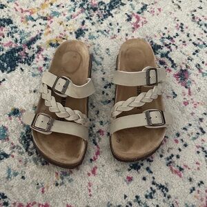 White Braided Strap Sandals
